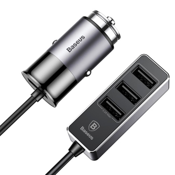 Smidig Slittålig Baseus 3-USB Port Billaddare Svart