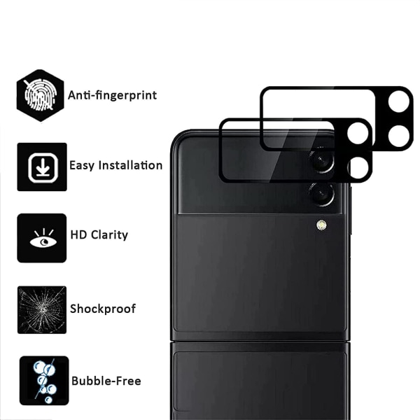 2-PACK Kameralinsecover 2.5D HD - Samsung Galaxy Z Flip 4 Transparent