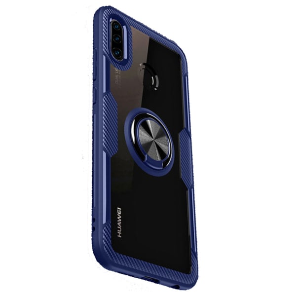 Huawei P30 Lite - Stødabsorberende cover med ringholder LEMAN Blå