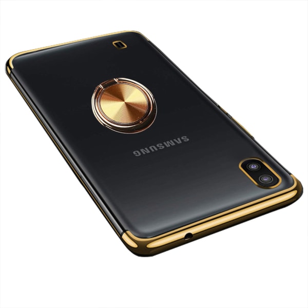 Samsung Galaxy A10 - Robust beskyttelsescover med ringholder Guld