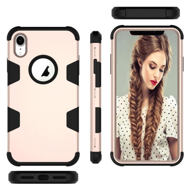 iPhone XS Max - Elegant Hybridskal (Rugged Robot) Rosa/Svart