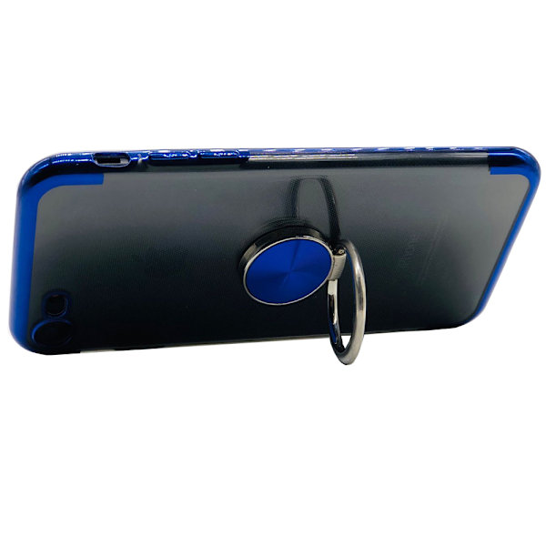 St�td�mpande Silikonskal med Ringh�llare - iPhone 7 Svart