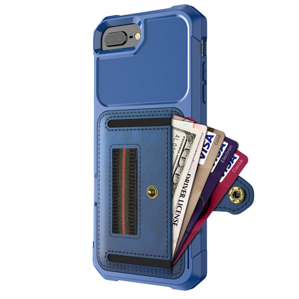 iPhone 7 Plus - Professionelt etui med kortholder Blå