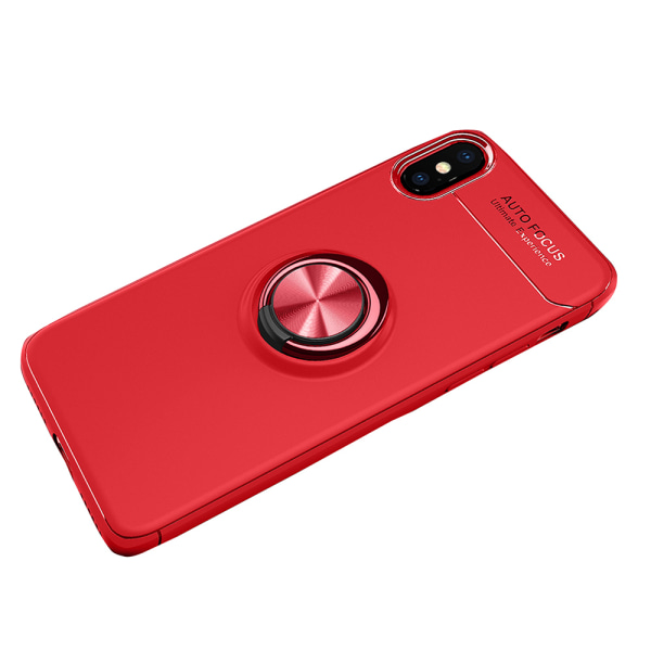 Autofokus-deksel med ringholder - iPhone XS Max Röd/Röd