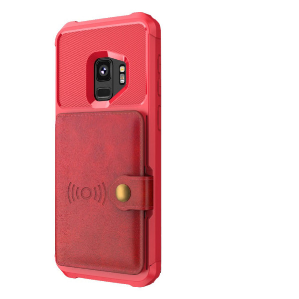 Tyylikäs kansi korttilokerolla - Samsung Galaxy S9 Röd