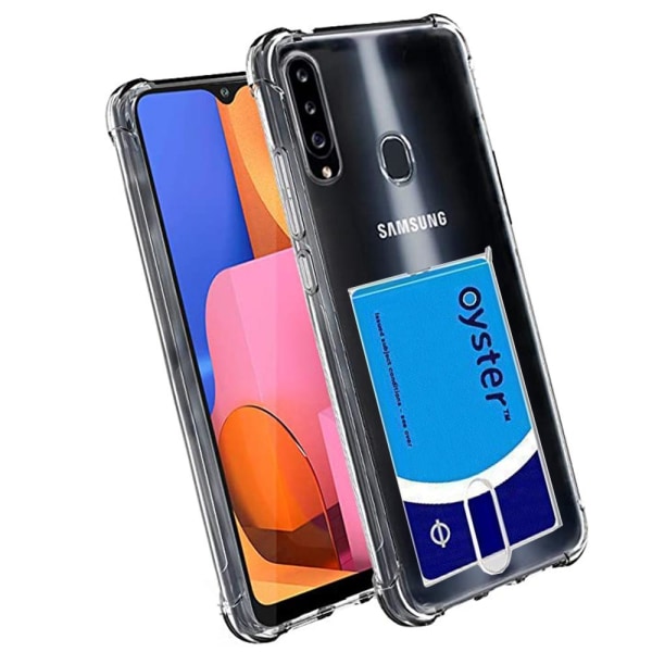 Sileä suojakuori korttilokerolla - Samsung Galaxy A20S Transparent/Genomskinlig