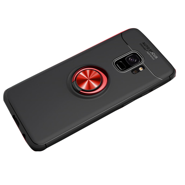Skyddande Skal med Ringh�llare - Samsung Galaxy S9 Svart/Röd