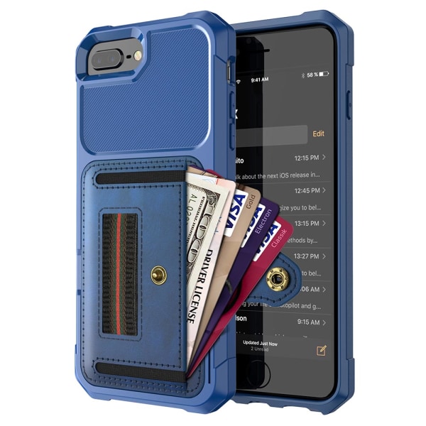 iPhone 7 Plus - Profesjonelt deksel med kortholder Blå