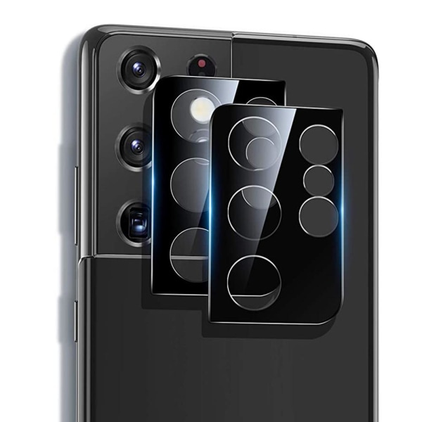 2-PACK Galaxy S21 Ultra Korkealaatuinen 2.5D-kameran linssisuojus Svart