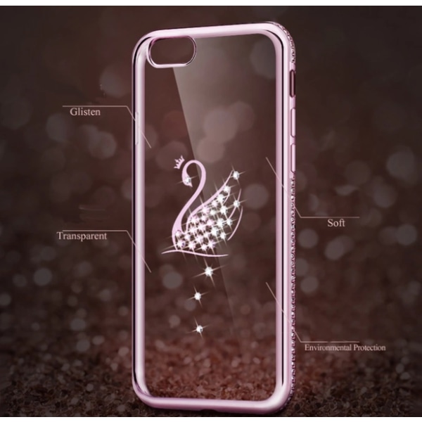 iPhone 6/6S Plus - Tyylikäs silikonikuori (joutsenkuvio) Roséguld