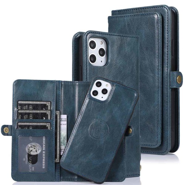 Stilig dobbel lommebokdeksel - iPhone 11 Pro Mörkblå