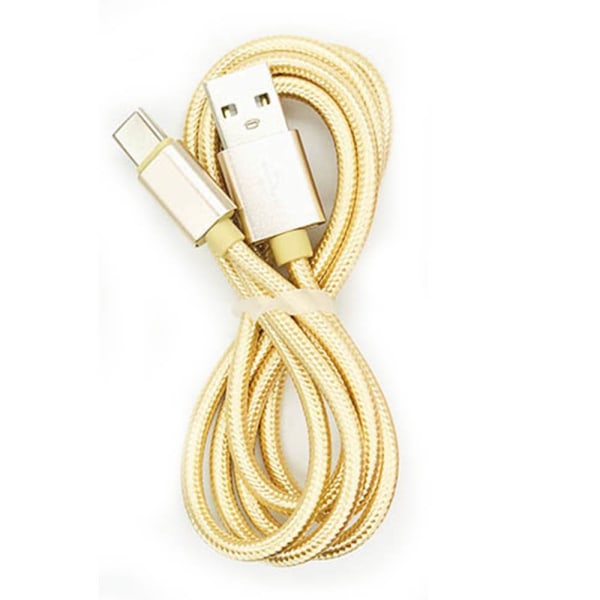 USB-C (Type-C) Snabbladdare (Brottsäker i vävt nylon) Guld