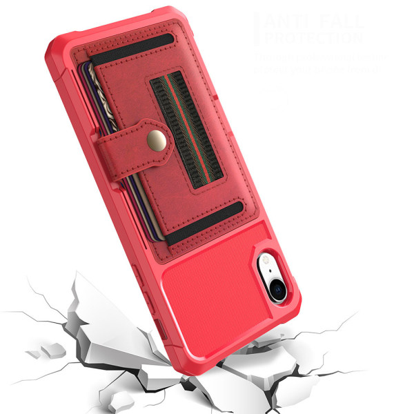 Smidigt Stöttåligt Skal med Korthållare - iPhone XR Röd
