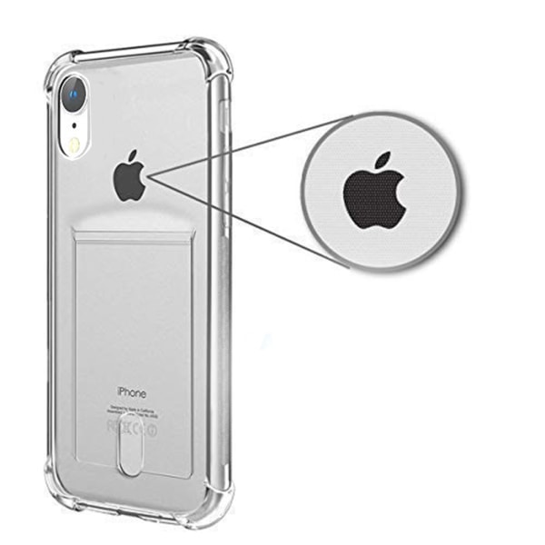 iPhone XR - Glatt silikondeksel med kortrom Transparent/Genomskinlig