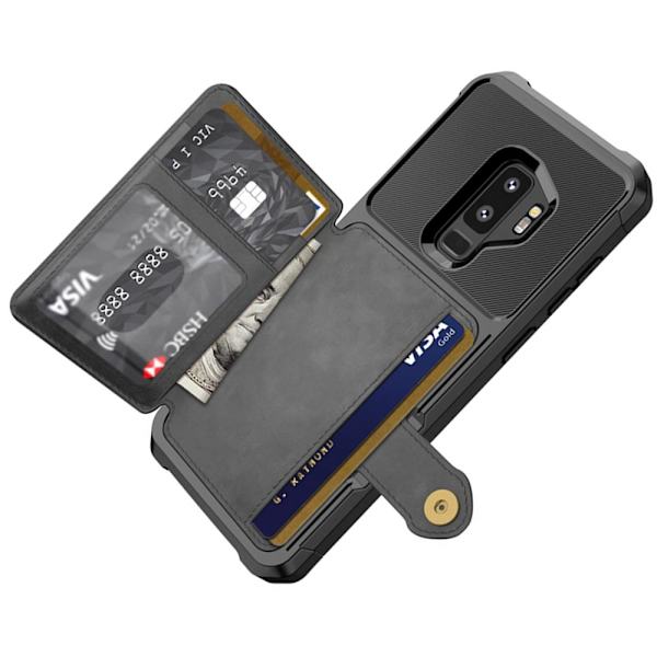 Praktiskt Slittåligt Skal med Kortfack - Samsung Galaxy S9+ Brun