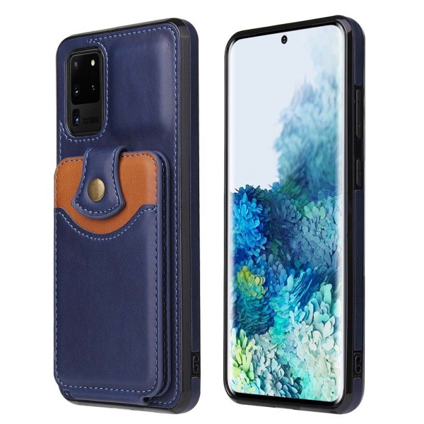Stilsäkert Skal med Korthållare - Samsung Galaxy S20 Ultra Mörkblå