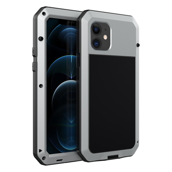 Kraftfuldt 360-cover i aluminium HEAVY DUTY - iPhone 12 Pro Max Silver