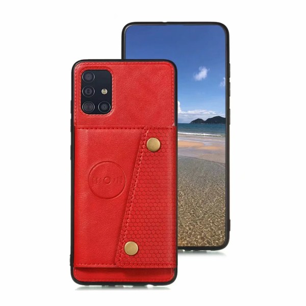 Stilfuldt cover med kortholder - Samsung Galaxy A51 Röd