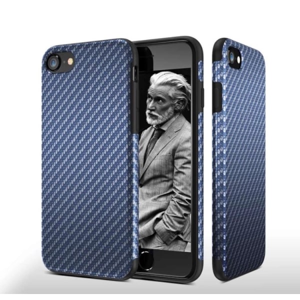 Eksklusivt stilfuldt Smart Cover til iPhone 7 (Carbon finish) Blå