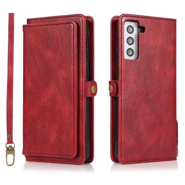 Glatt 2-1 lommebokdeksel - Samsung Galaxy S21 Plus Röd