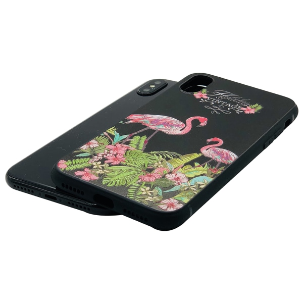 Suojaava silikonikuori iPhone X/XS:lle (BLACK FLAMINGO)