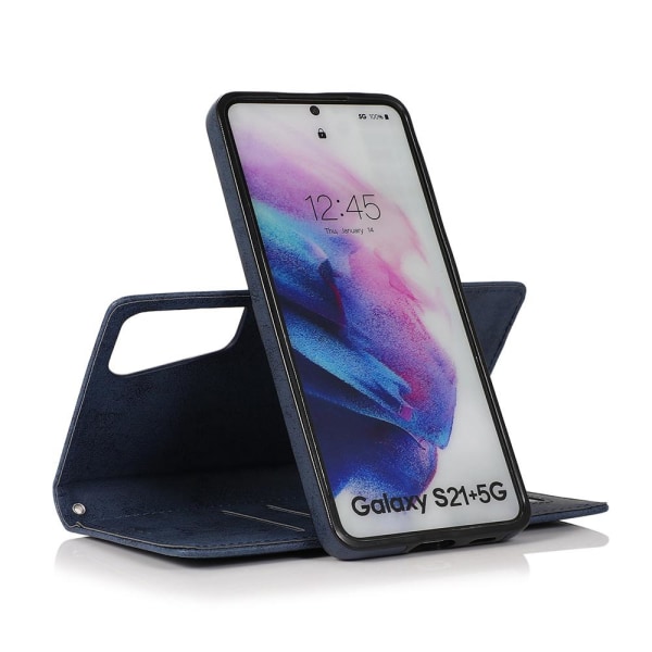 Tankevækkende pung etui (LEMAN) - Samsung Galaxy S21 Plus Mörkblå