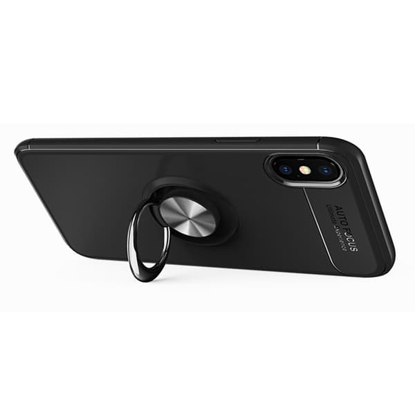 Robust Skyddsskal med Ringh�llare till iPhone X Svart/Röd