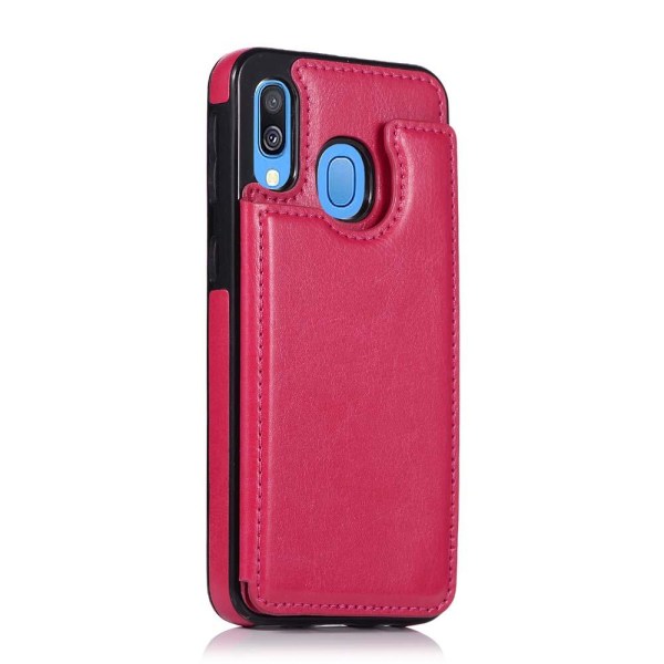 Elegant beskyttelsescover med kortholder - Samsung Galaxy A40 Röd