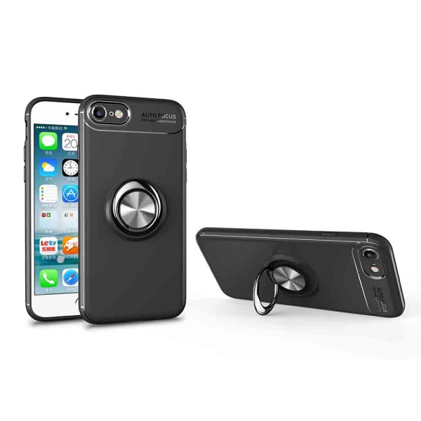 Robust beskyttelsesdeksel med ringholder for iPhone 7 Svart/Blå