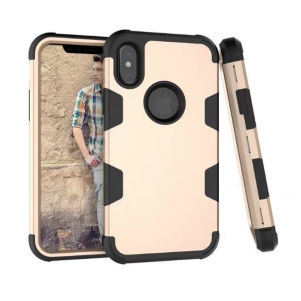 Stilfuldt cover (RUGGED ROBOT) til iPhone X/XS Rosa/Svart