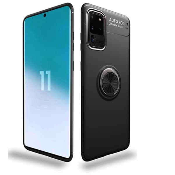 Samsung Galaxy S20 Ultra - Smidigt Skal med Ringhållare Svart/Blå