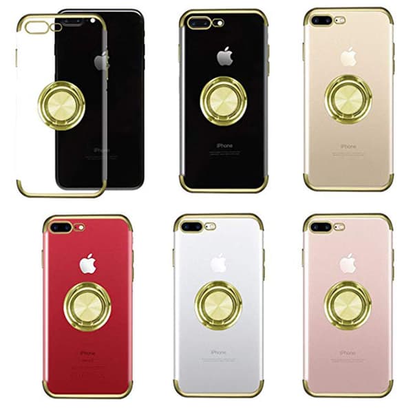 Skyddande Silikonskal med Ringh�llare - iPhone 7 Plus Roséguld