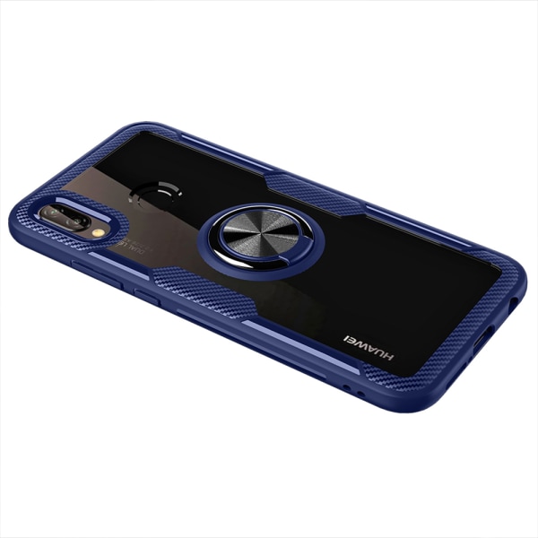 Huawei P20 Lite - Käytännöllinen Leman-suojus sormustelineellä Blå/Blå