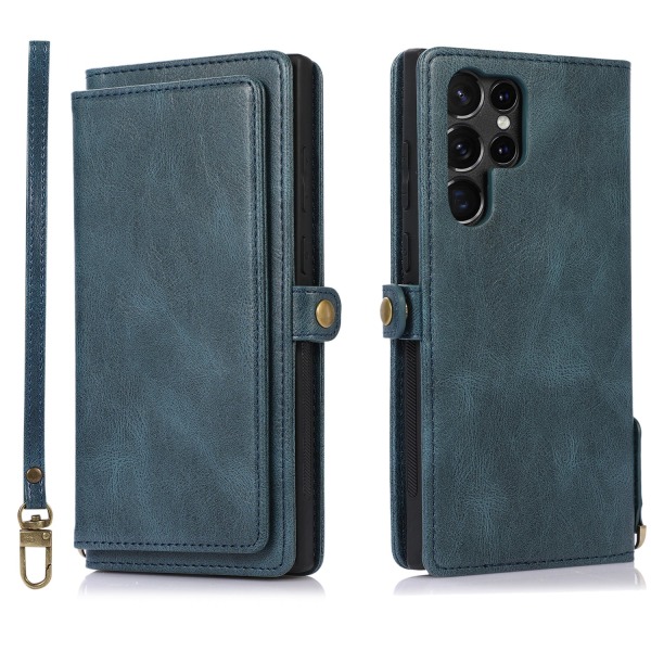 2 i 1 lommebokdeksel til Samsung Galaxy S23 Ultra Mörkblå