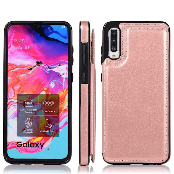 Samsung Galaxy A70 - Elegant Skal med Korthållare Mörkblå