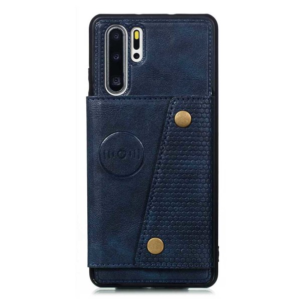 Huawei P30 Pro - Kraftfuldt retro cover med kortholder Svart