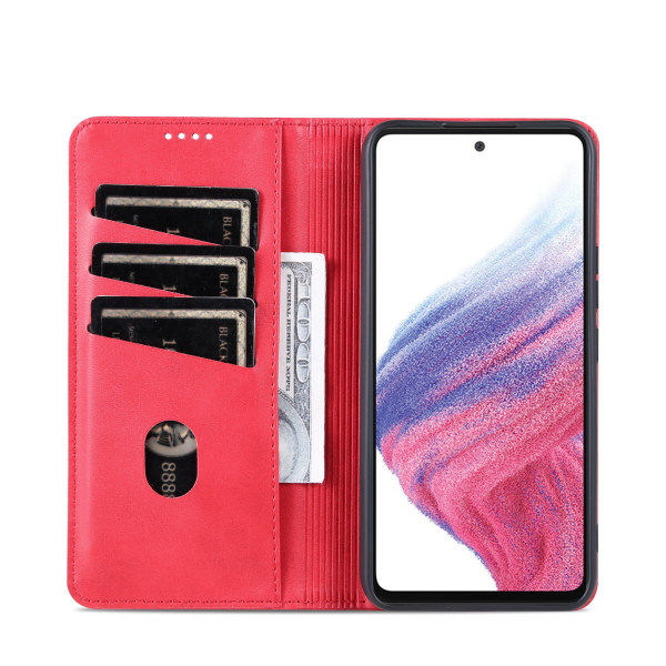 Samsung A54 5G - 3-Kortfack Plånboksfodral Läder i Flera Färger Svart