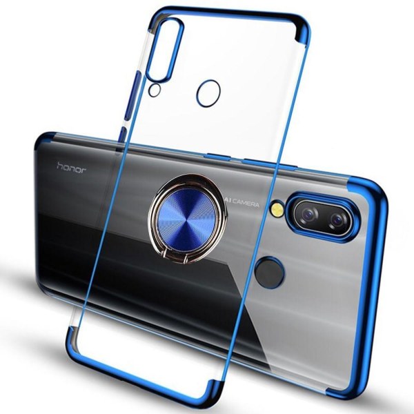Huawei P20 Lite - Elegant silikonecover med ringholder Blå