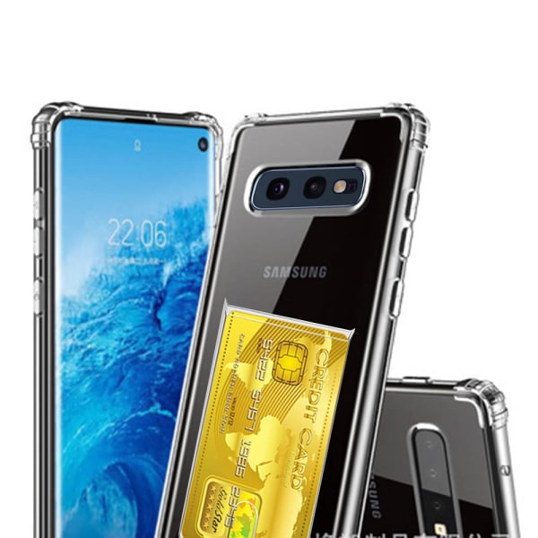 Cover med kortholder - Samsung Galaxy S10E Transparent/Genomskinlig