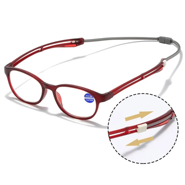 Stilrena Anti-Bluelight Läsglasögon med Magnet (+0.75 - +4.0) Rödbrun +4.0