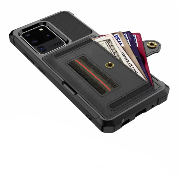 Glat cover med kortholder - Samsung Galaxy S20 Ultra Svart