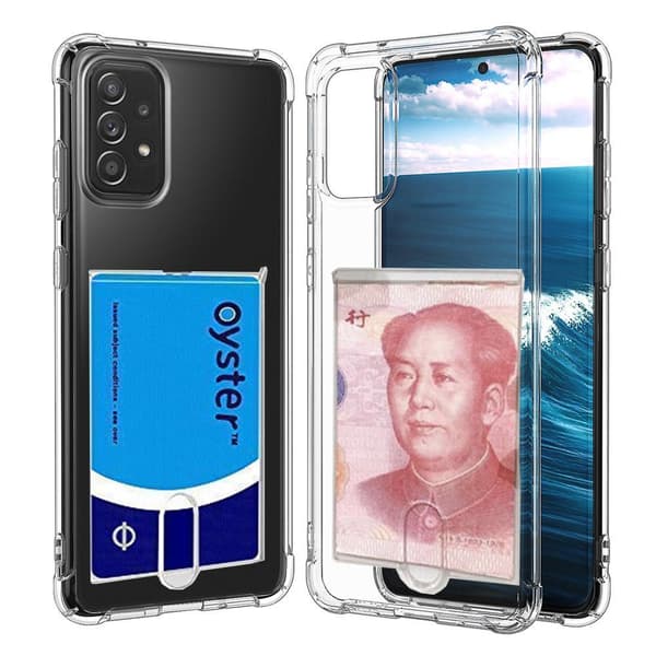 Stötdämpande Silikonskal med Kortfack - Samsung Galaxy A52 Transparent