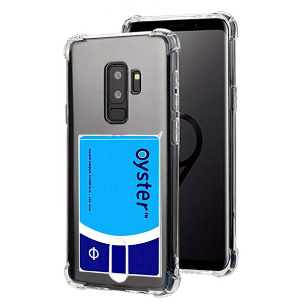 Samsung Galaxy S9+ - Kraftfullt Silikonskal med Korthållare Transparent/Genomskinlig