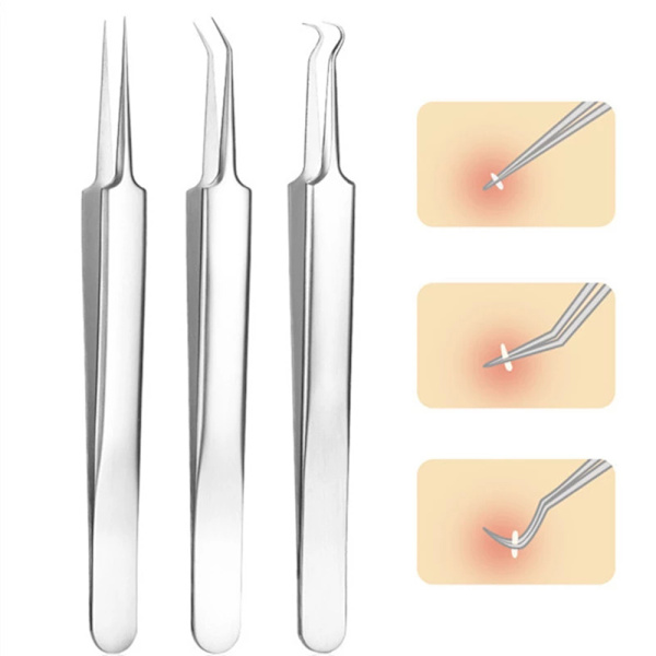 Smidige pinsetter (rustfritt stål) akne/hudorm D