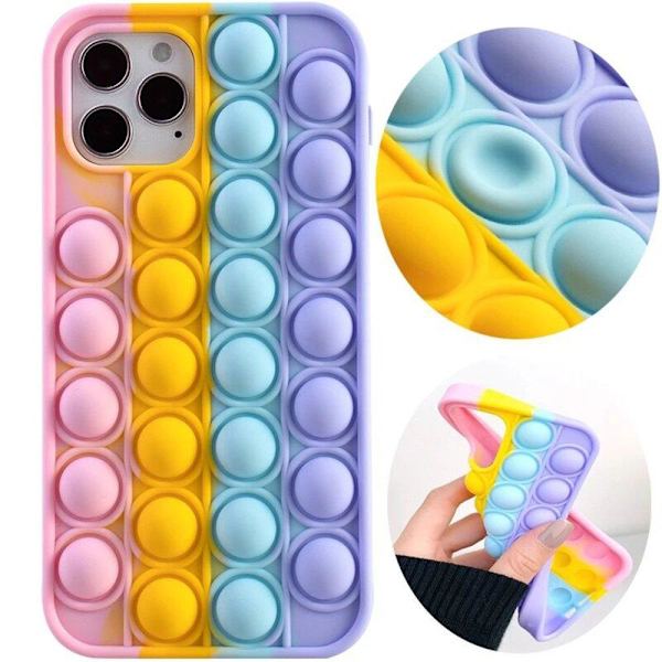 Skyddande Fidget Pop It Silikonskal - iPhone 12 Pro Max Rainbow