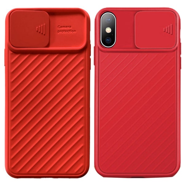 iPhone X/XS - Cover med kamerabeskyttelse Röd