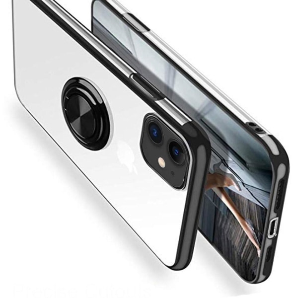 Sileä ja tyylikäs kansi sormustelineellä (Floveme) - iPhone 12 Silver