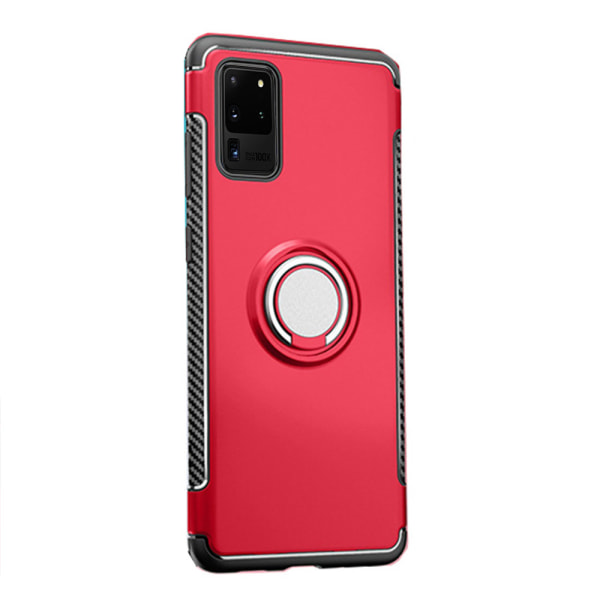 Samsung Galaxy S20 Ultra - Eksklusivt beskyttelsescover med ringholder Röd