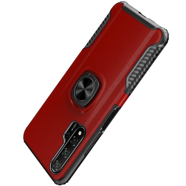 Huawei Nova 5T - Praktiskt Leman Skal med Ringhållare Röd