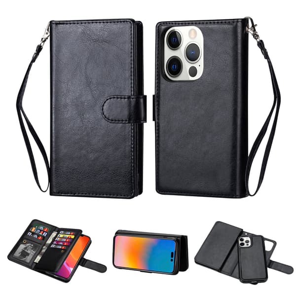 Praktisk 9-korts pung-etui - iPhone 14 Pro Brun